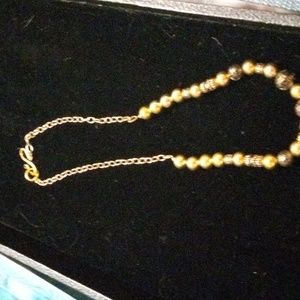Goldtone bead/chain necklace